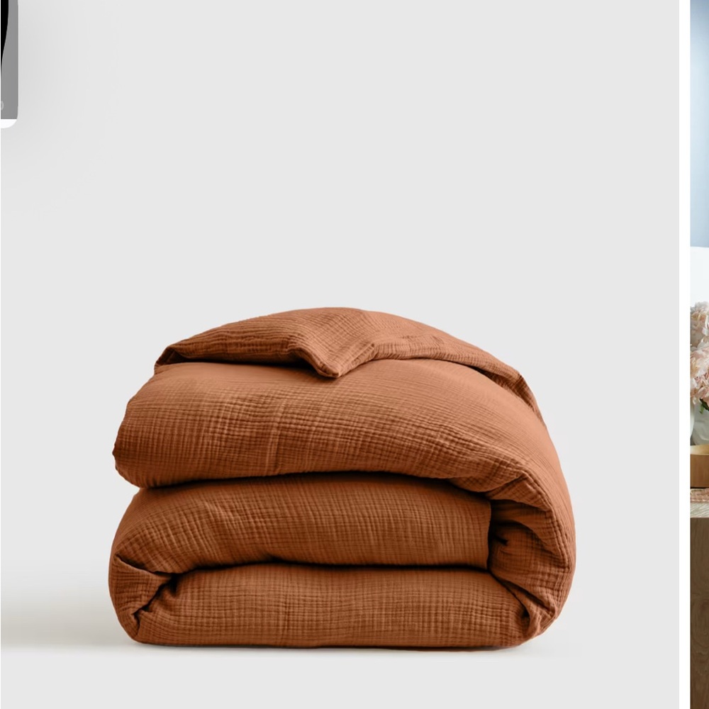 Cozy Terracotta Cotton Gauze Duvet Cover and Shams